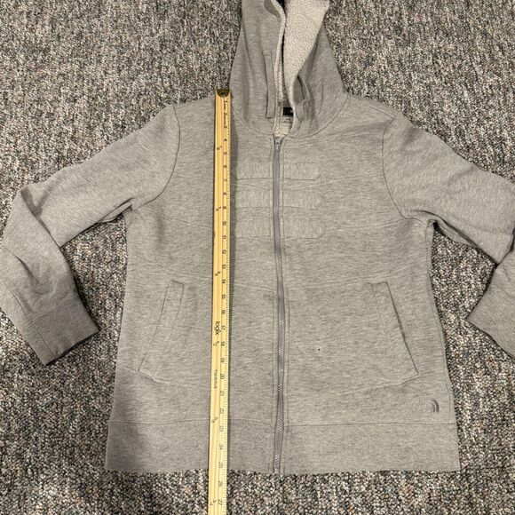The North Face Hoodie Womens XL Gray Sherpa Lined Full Zip Fleece Sweatshirt - Picture 3 of 8